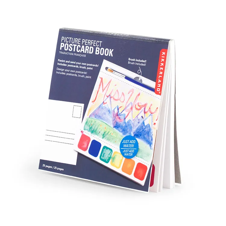 Kikkerland Home Postcard Paint Book Malbuch 6 Farben mit Pinsel
