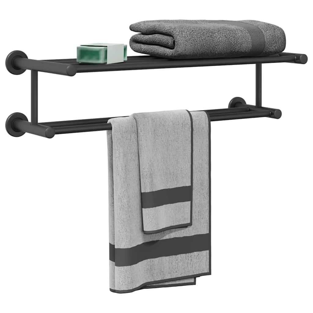 vidaXL Handtuchhalter Edelstahl Schwarz 61x23x17 cm