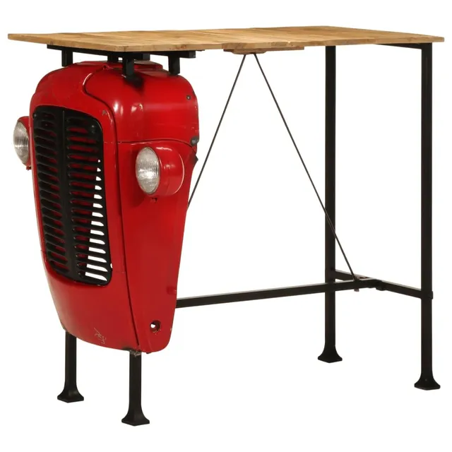 vidaXL Bartisch Traktor Rot-Braun 55x120x107 Mango