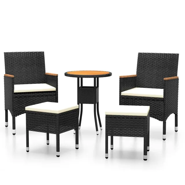 vidaXL Garten-Lounge-Set 5-TLG. Poly Rattan Schwarz