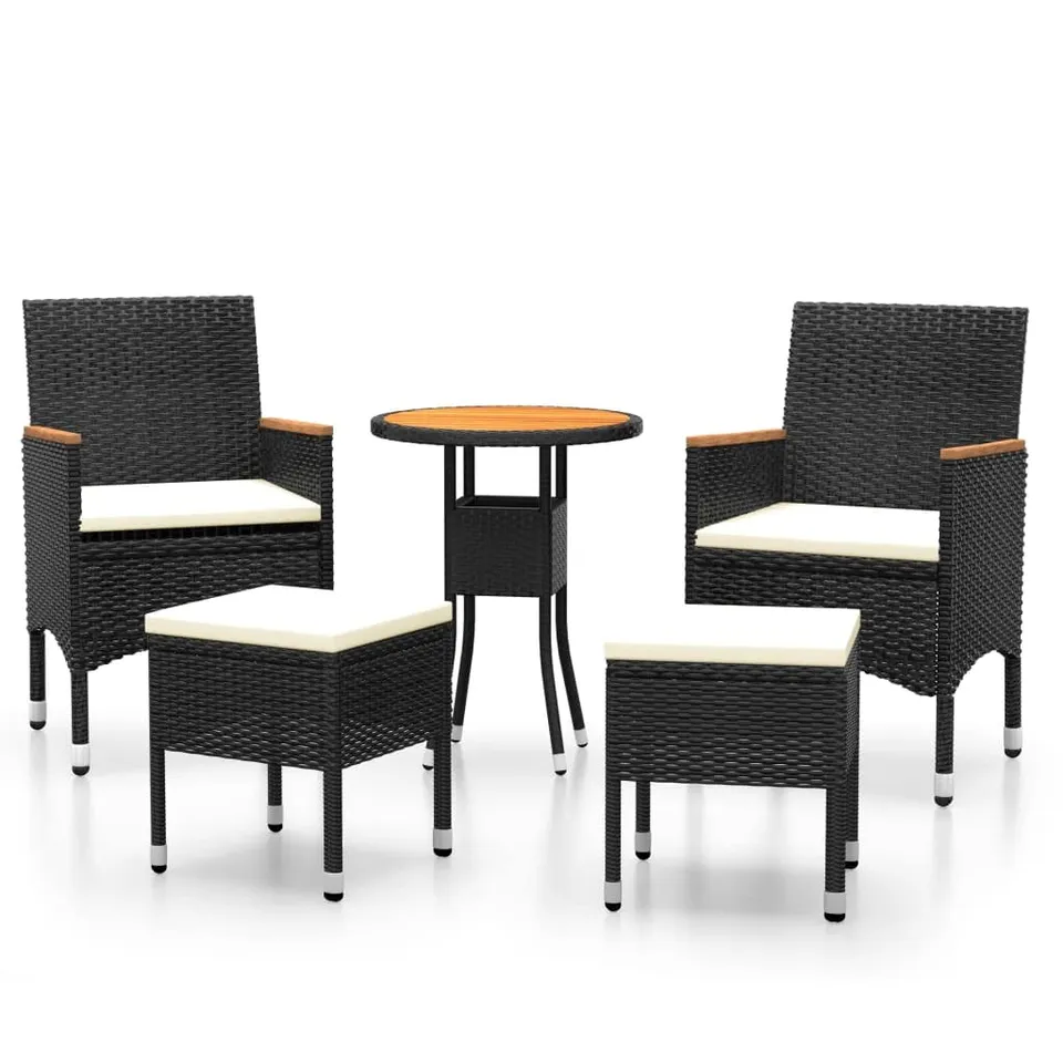 vidaXL Garten-Lounge-Set 5-TLG. Poly Rattan Schwarz