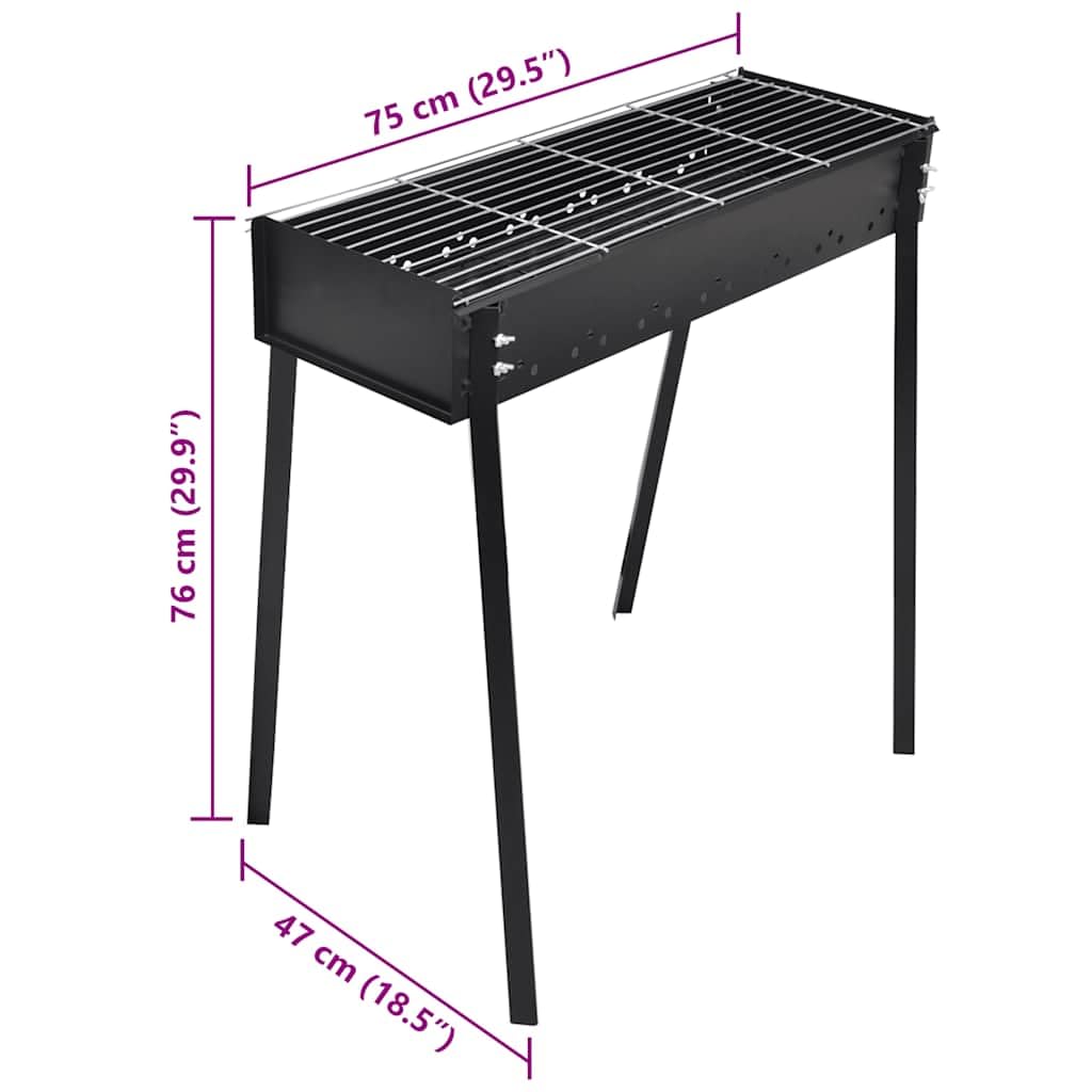 vidaXL BBQ Säulengrill Holzkohlegrill Stahl 75x47x76 cm