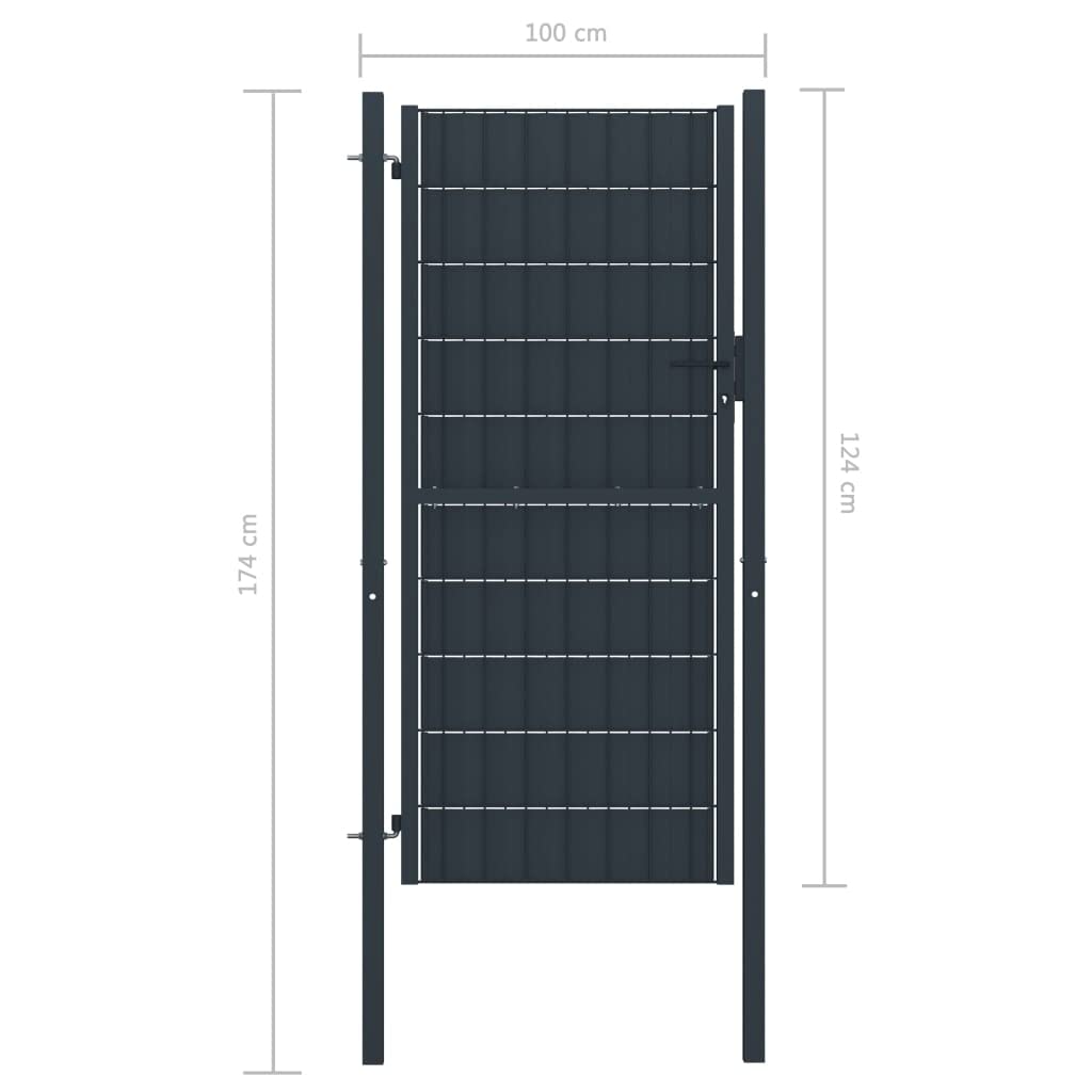 vidaXL Gartentor PVC Stahl 100x124 cm anthrazit