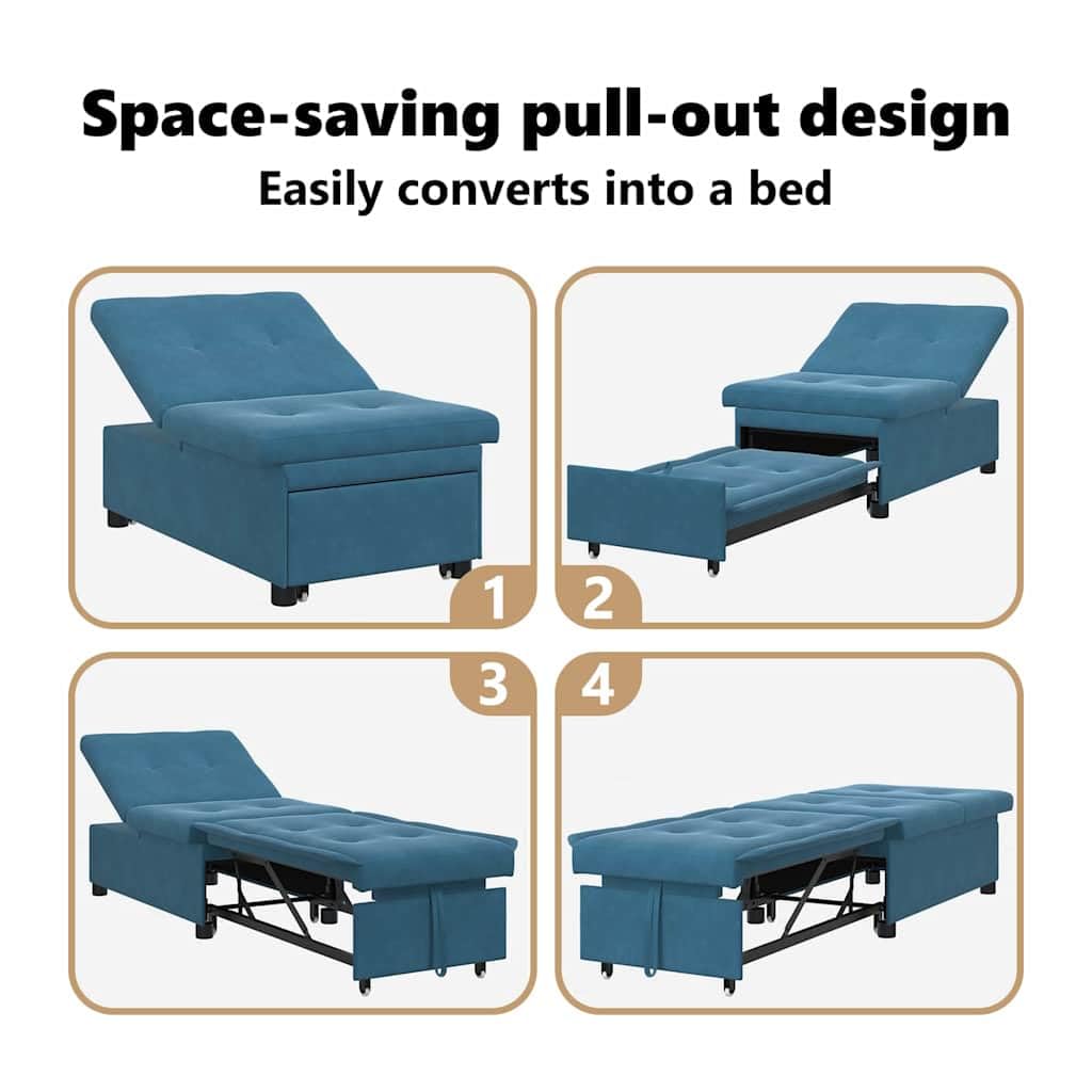 vidaXL Möbel Schlafsofa 194x67x82 Blau Samt ausziehbar