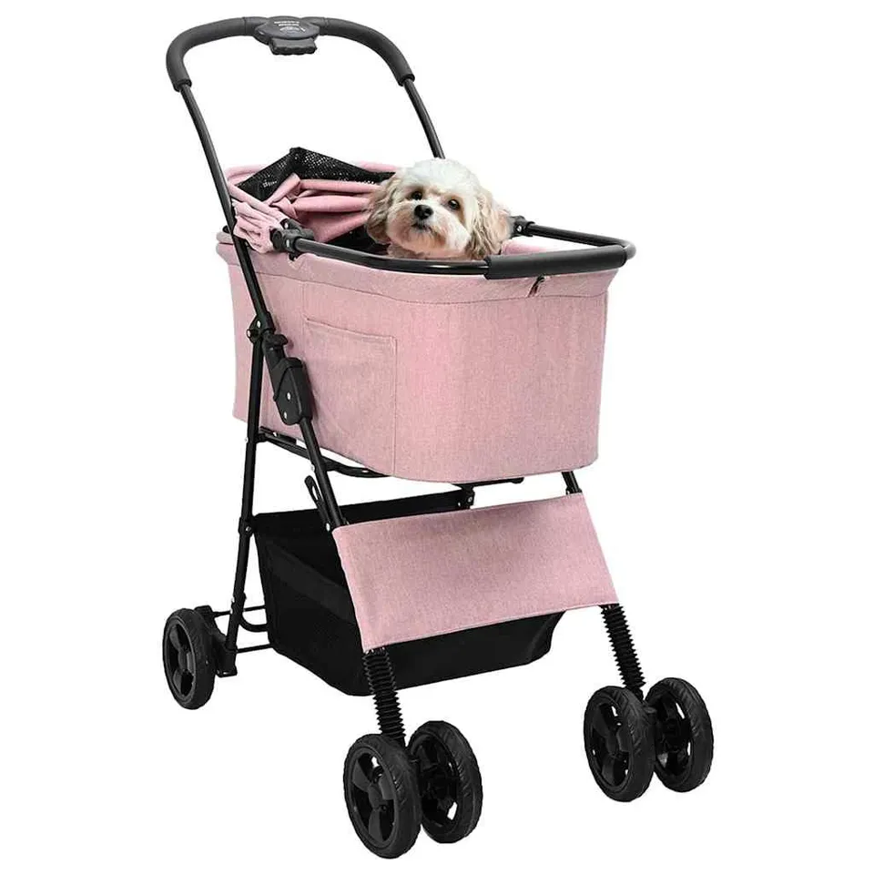 vidaXL Haustierwagen faltbar Rosa Polyester 81x47x99 cm