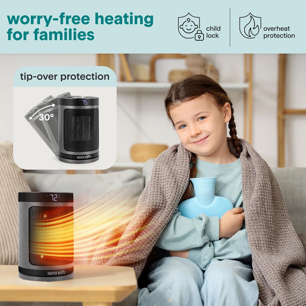 Serenelife Heater SLSPCHTRW3GY Heizlüfter Grau 1500W