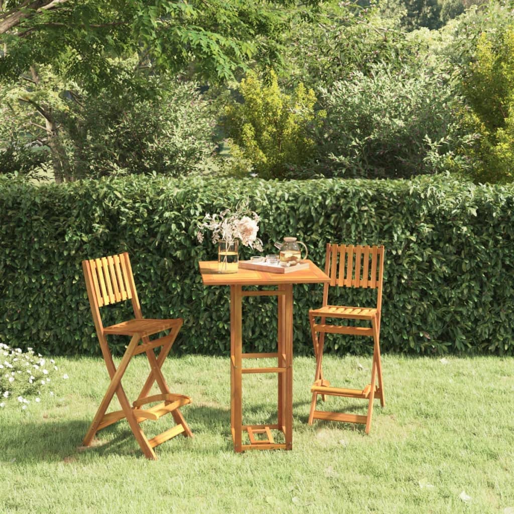 vidaXL Heim & Garten Gartenbar-Set Akazie 3-TLG klappbar
