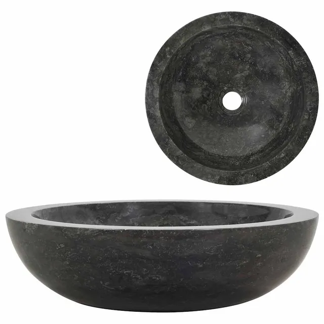 vidaXL Heimwerker Waschbecken Marmor Schwarz 40x12 cm