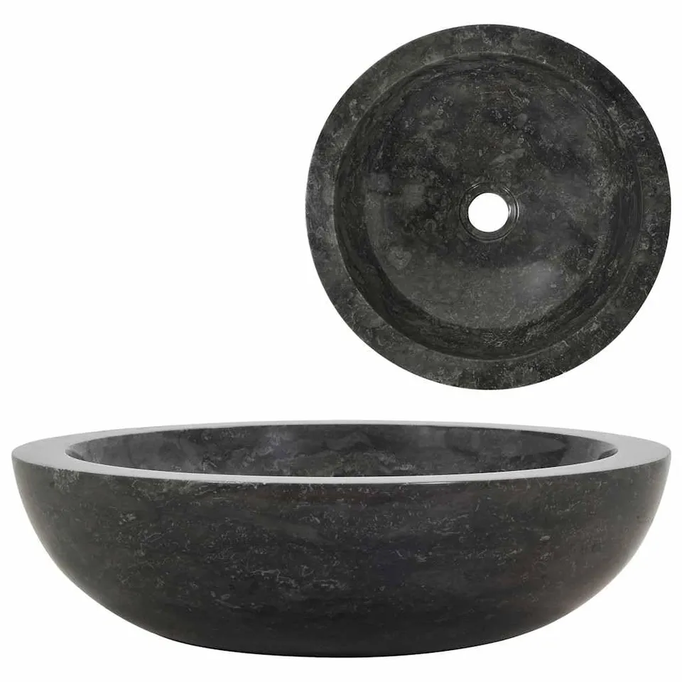 vidaXL Heimwerker Waschbecken Marmor Schwarz 40x12 cm
