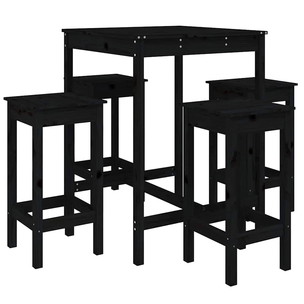 vidaXL 5-tlg. Gartenbar-Set Bartisch schwarz ohne Lehne