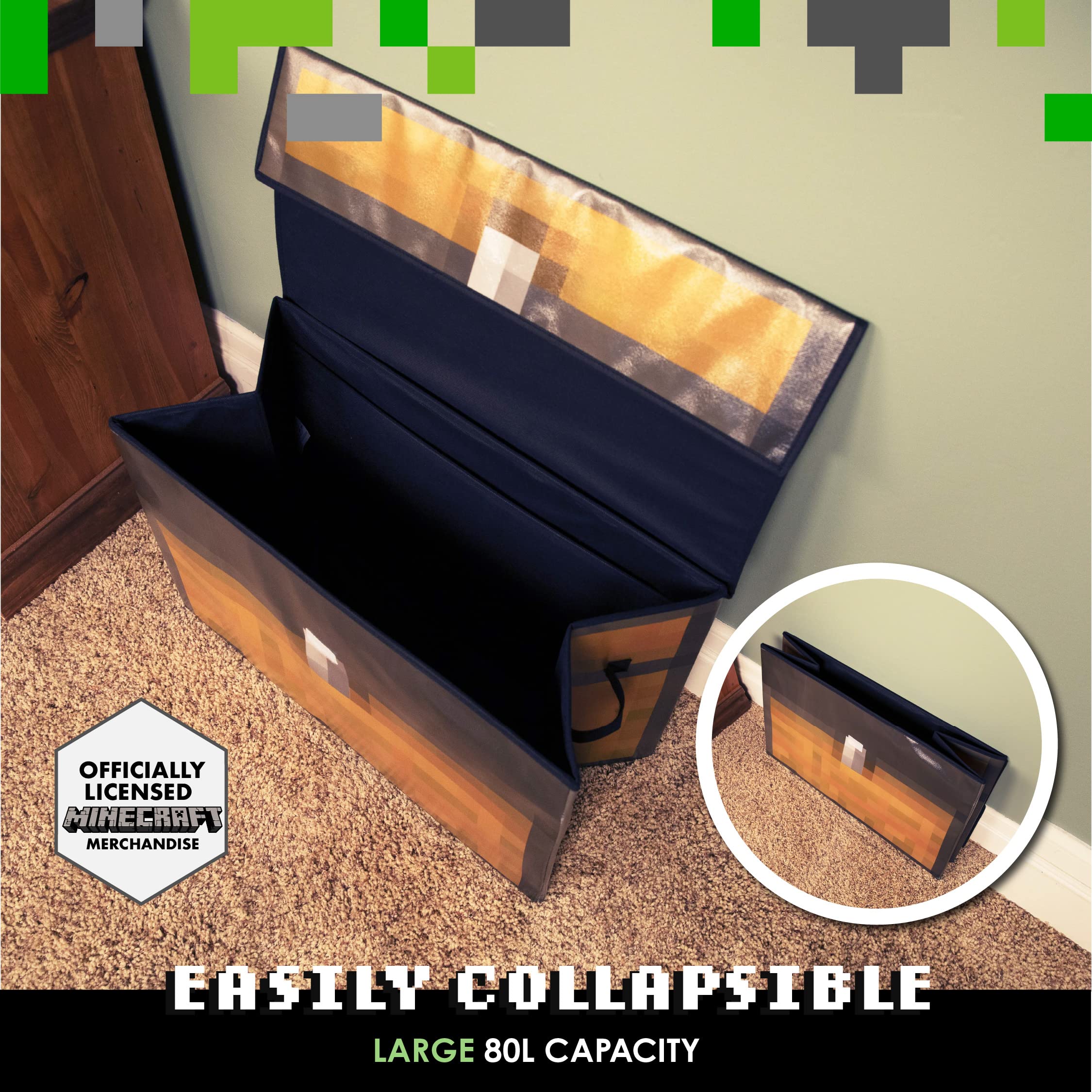 Paladone Homeware Minecraft Schatztruhe Box 80L pixelig