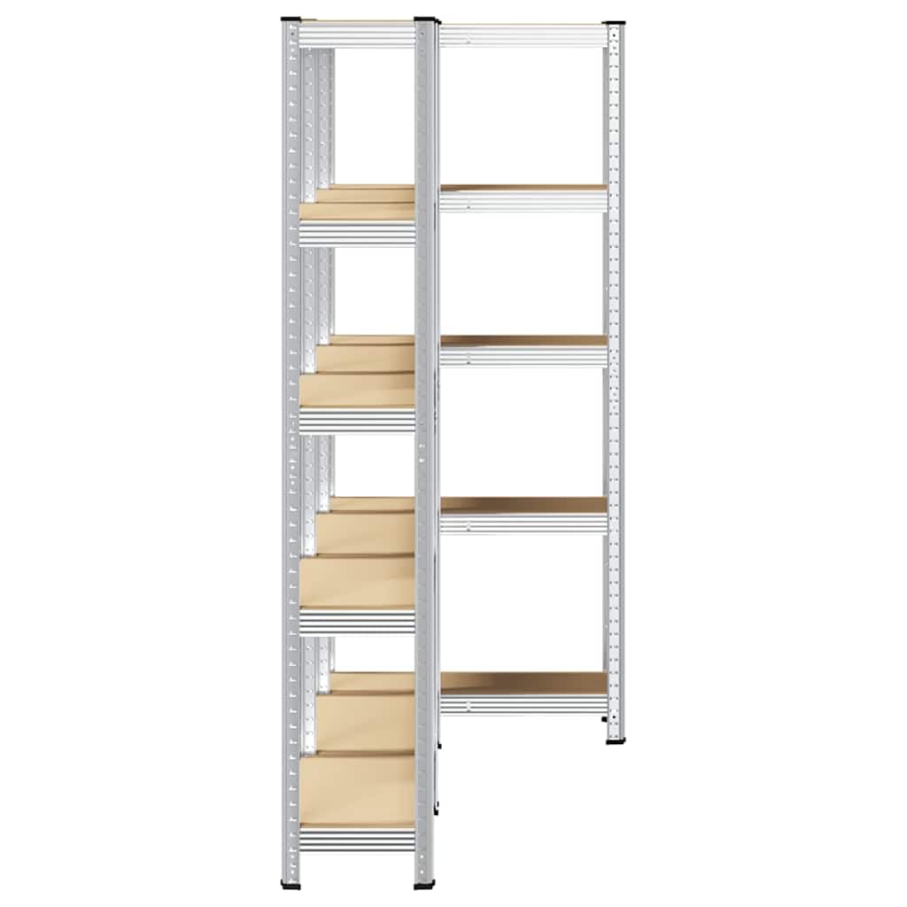 vidaXL Lagerregal 5 Böden Schwerlastregal Silber 3er-Set