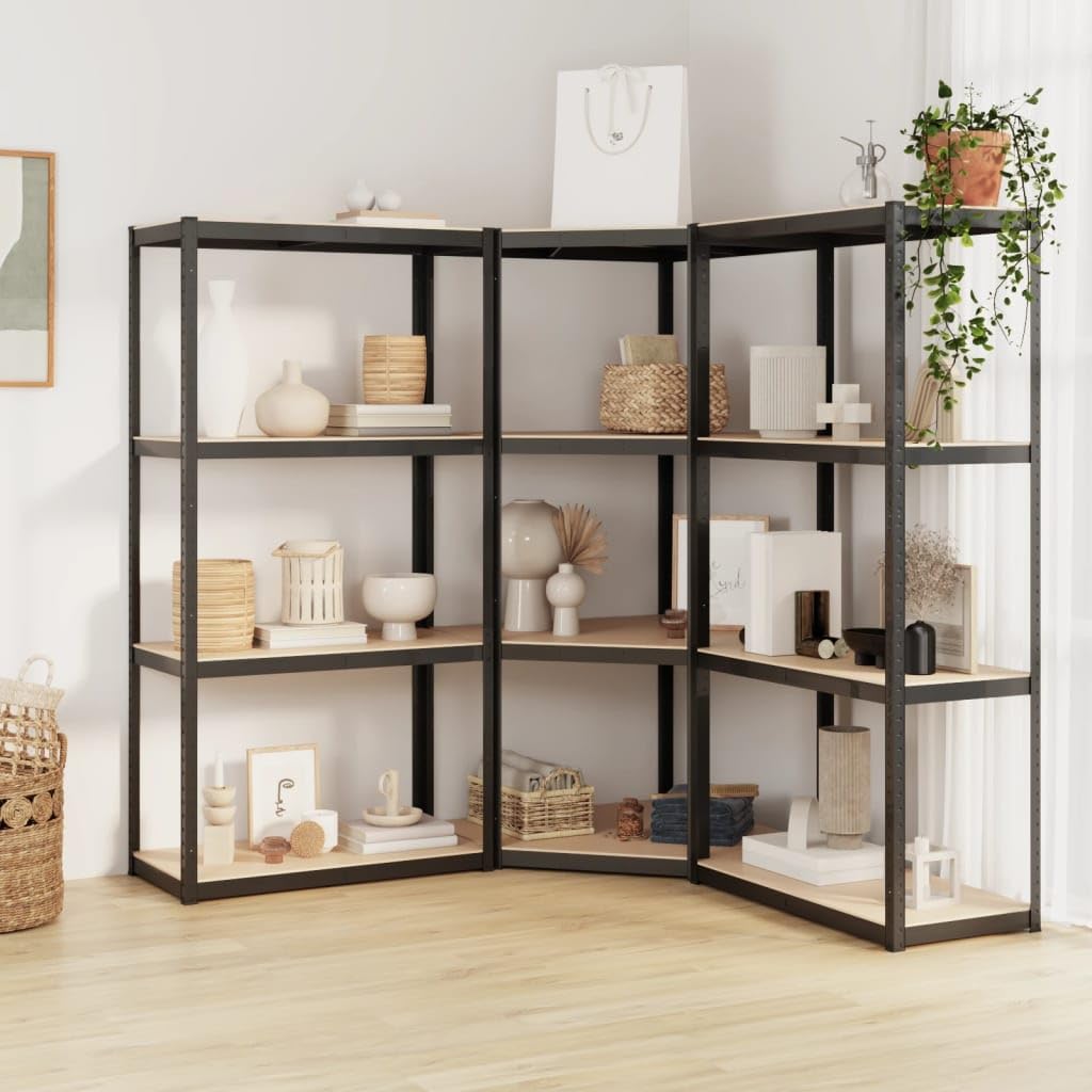 vidaXL Heim & Garten Lagerregal 4 Böden Anthrazit 3 Stk. Stahl