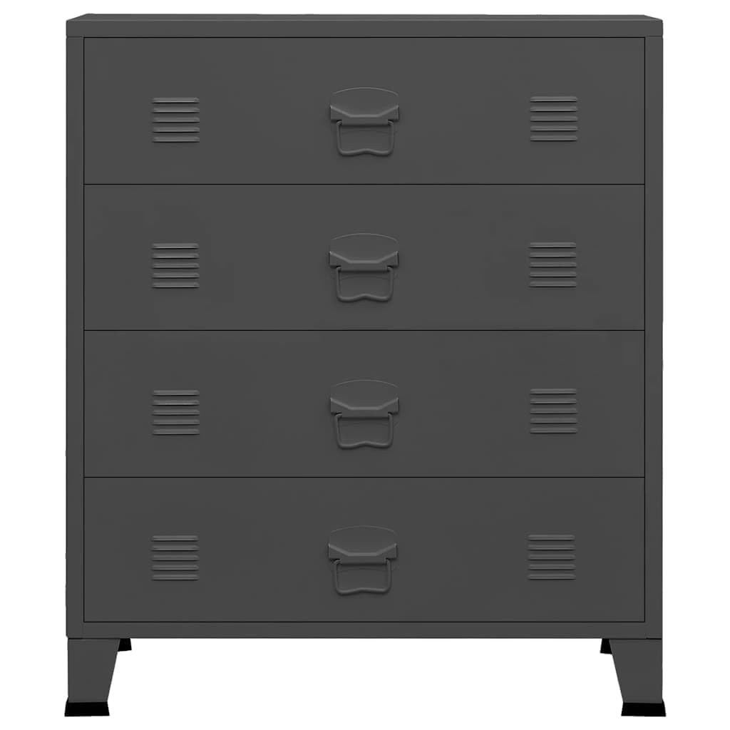 vidaXL Industrial Kommode Anthrazit Metall 4 Schubladen 93 cm