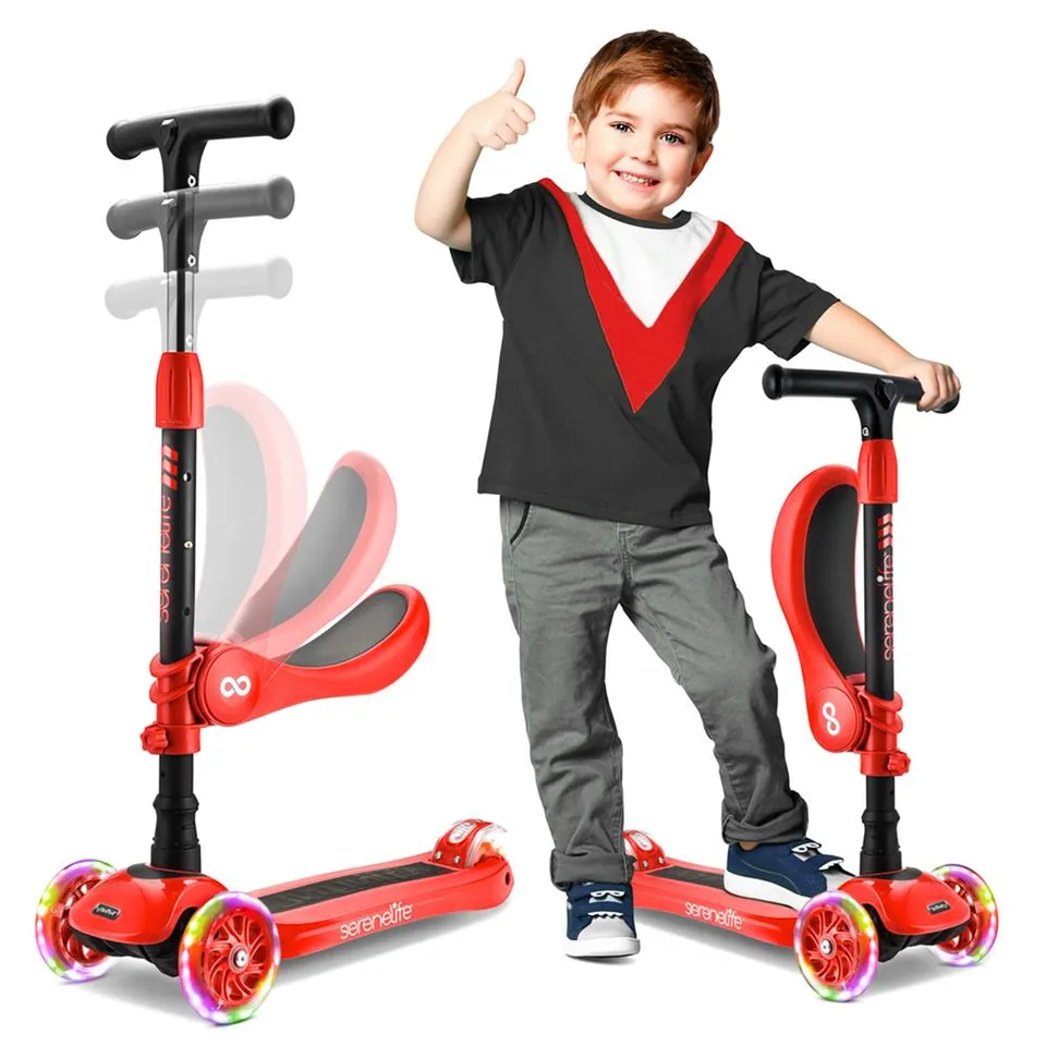 Serenelife Scooters Kinderroller 3-Rad mit Sitz LED