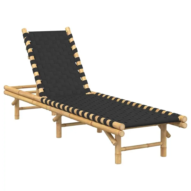 vidaXL Heim & Garten Sonnenliege Bambus Schwarz 55x200x30 cm