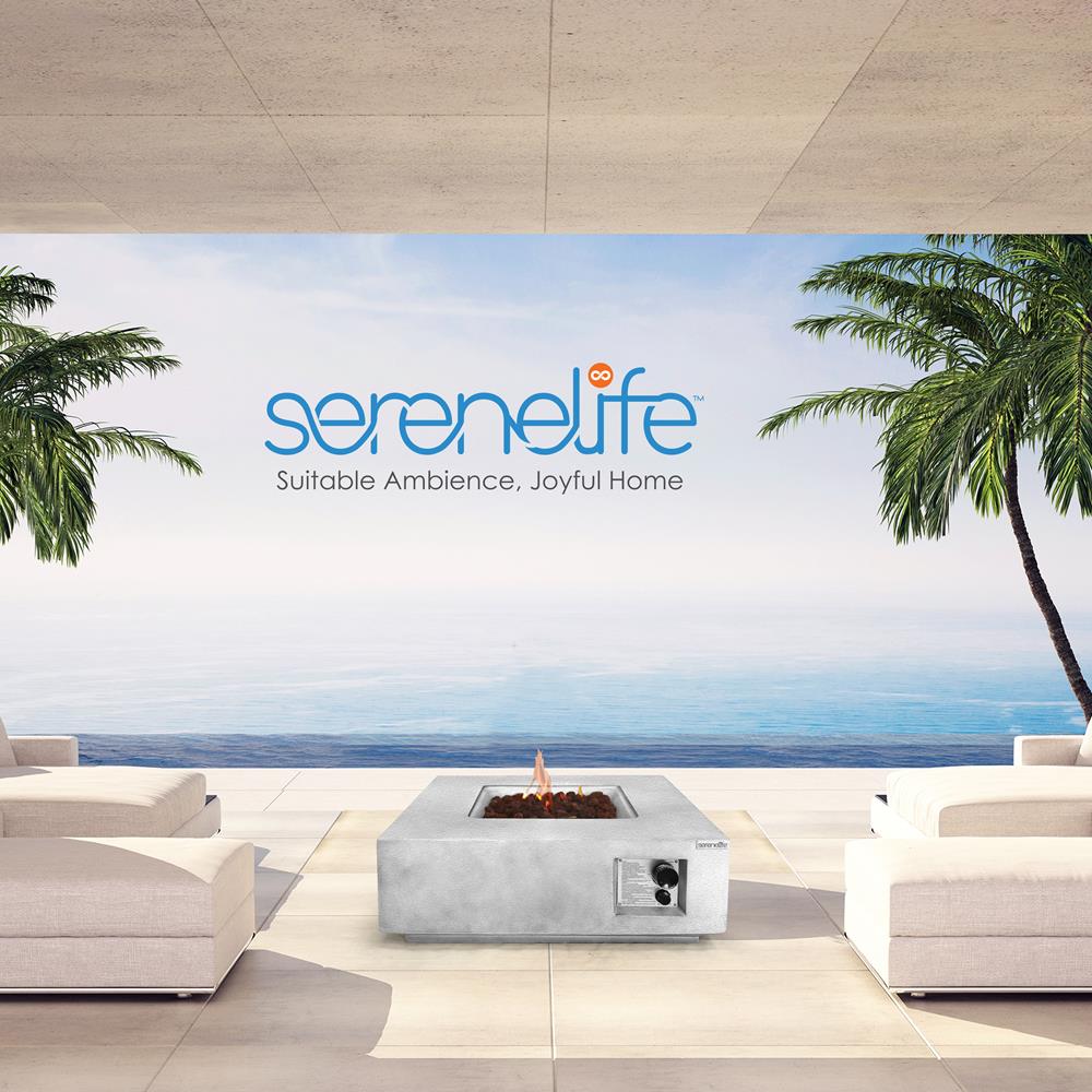 Serenelife Fire Pit Feuertisch Propan 40.000 BTU Grau