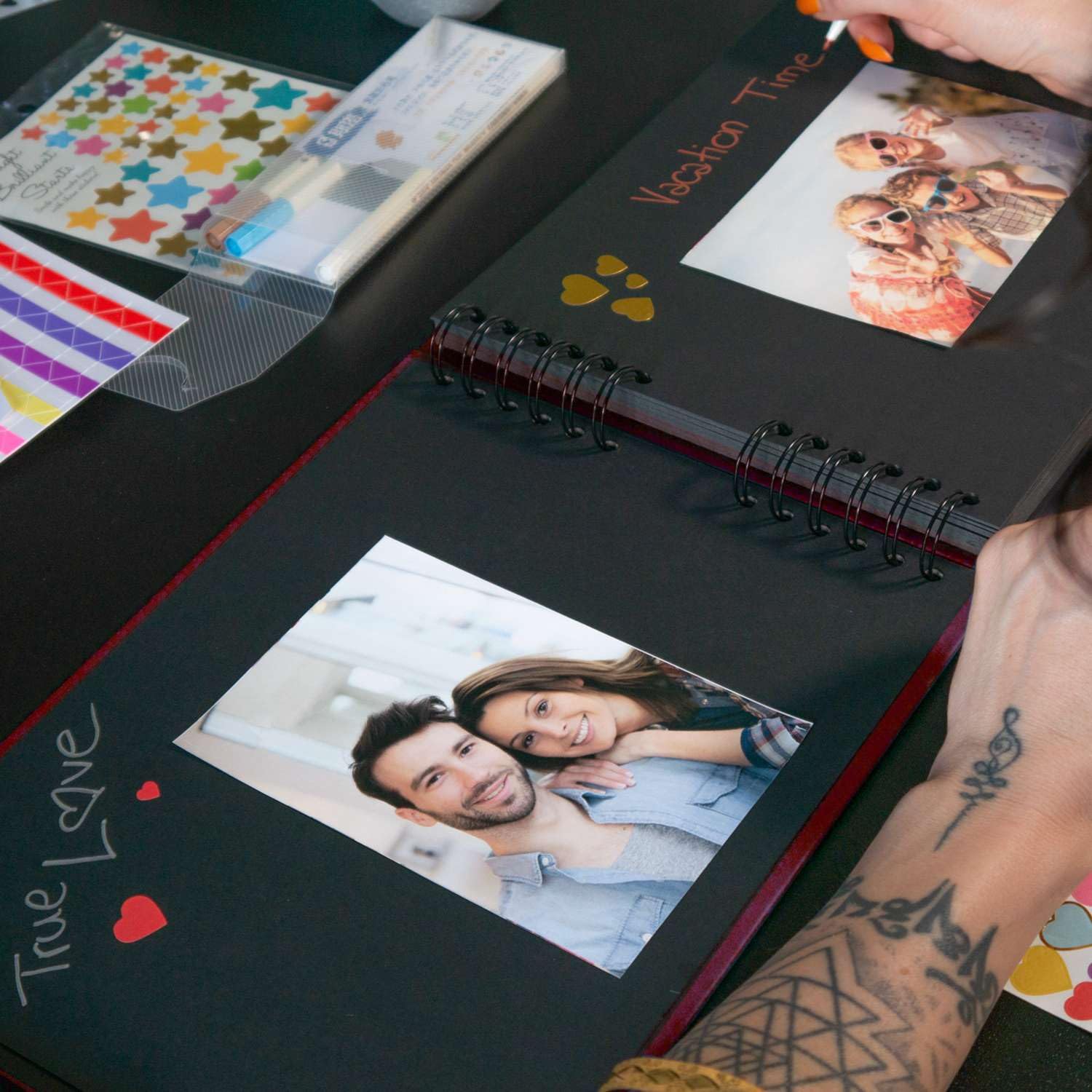 Intirilife Fotoalbum Selbst Gestalten Rot 80 Seiten DIY-Set