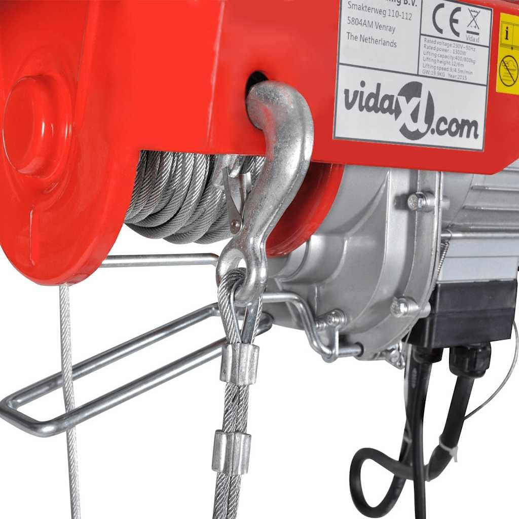 vidaXL Elektro-Seilzug 300/600 kg Seilwinde mit Fernbedienung