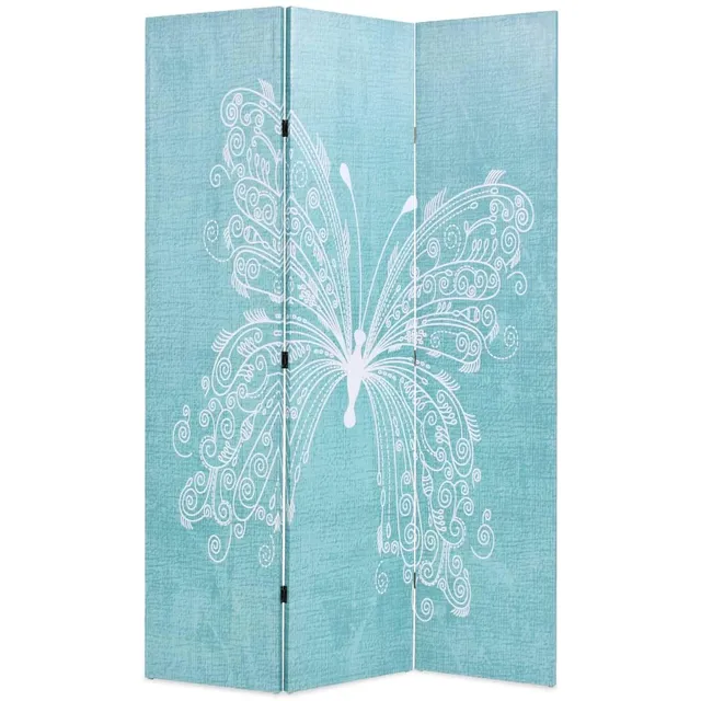 vidaXL Möbel Raumteiler 120x170 cm Blau Schmetterling 3-teilig