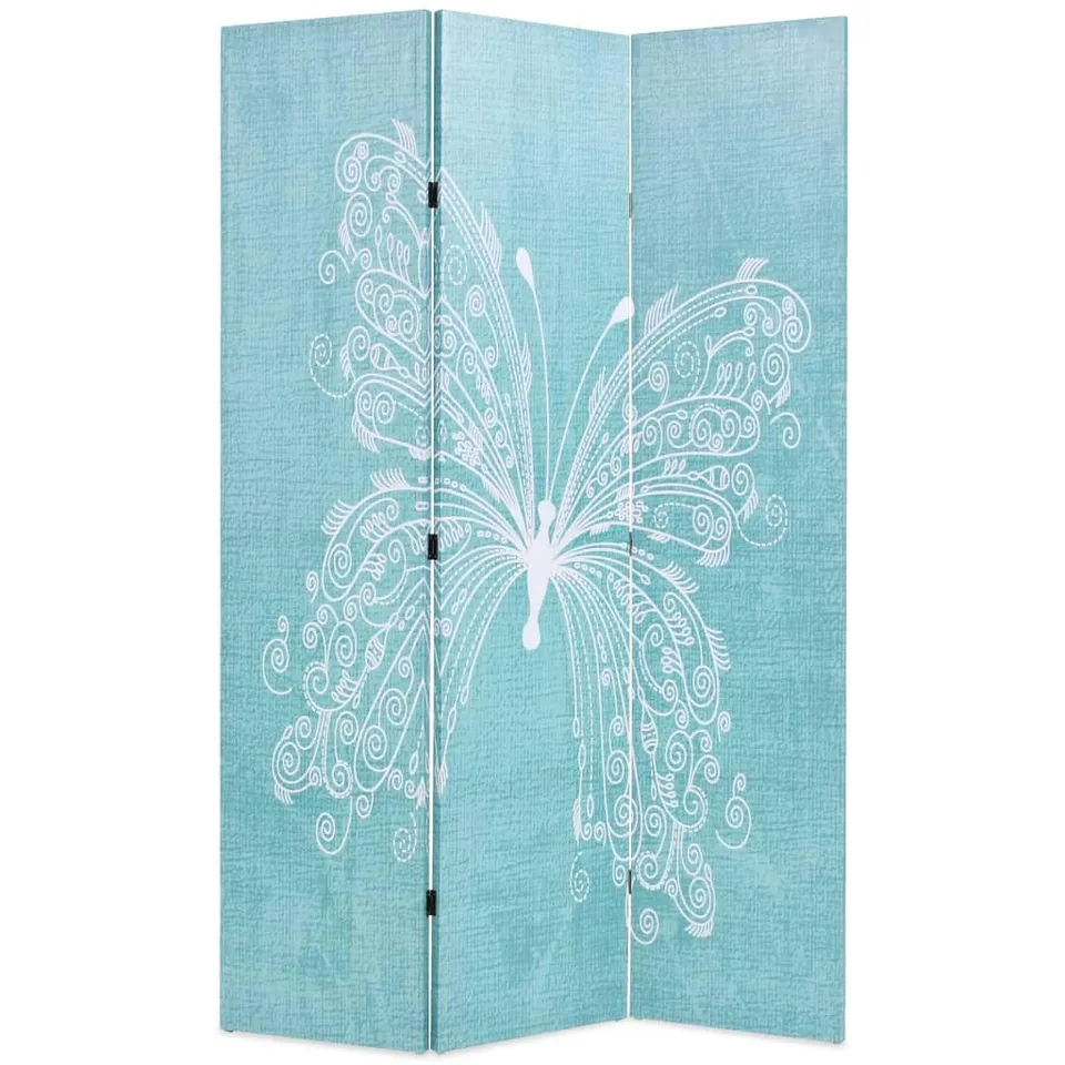 vidaXL Möbel Raumteiler 120x170 cm Blau Schmetterling 3-teilig