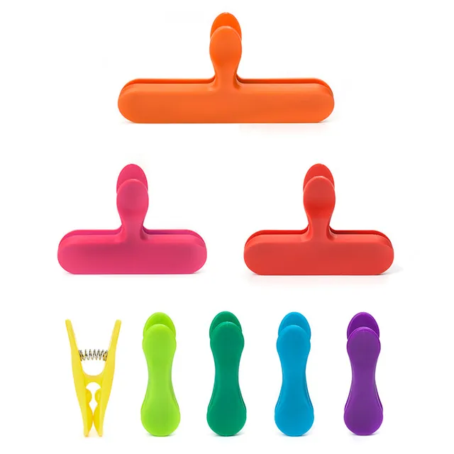 Kikkerland Kitchen Rainbow Bag Clips Beutelclips 8er bunt