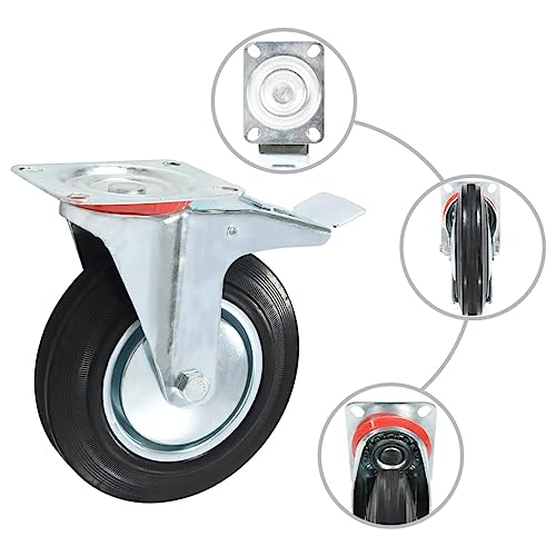 vidaXL Lenkrollen Doppelbremse 4 Stk 200 mm Gummi Möbelrollen