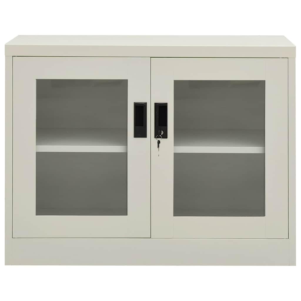 vidaXL Möbel Büroschrank Stahl Hellgrau 90x40x90 cm mit Glas