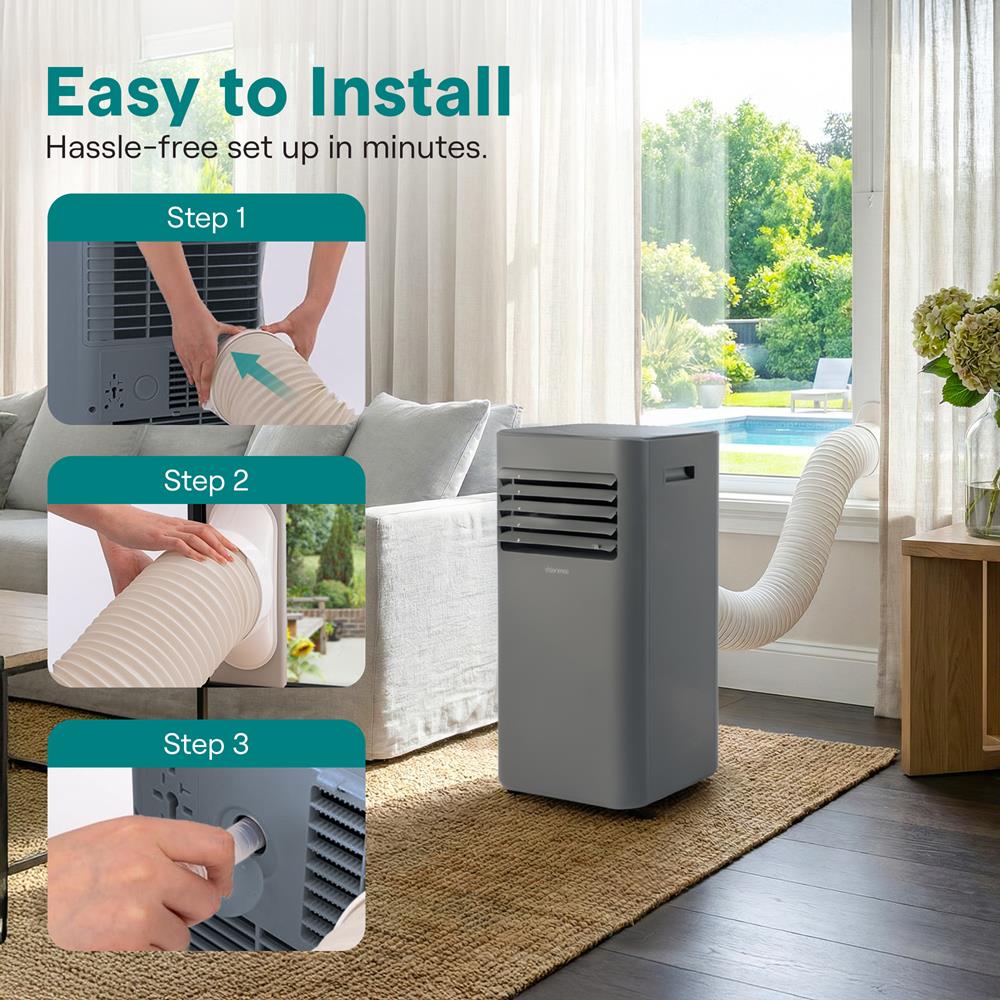 Serenelife Portable AC Klimagerät Grau 8000 BTU Mobil