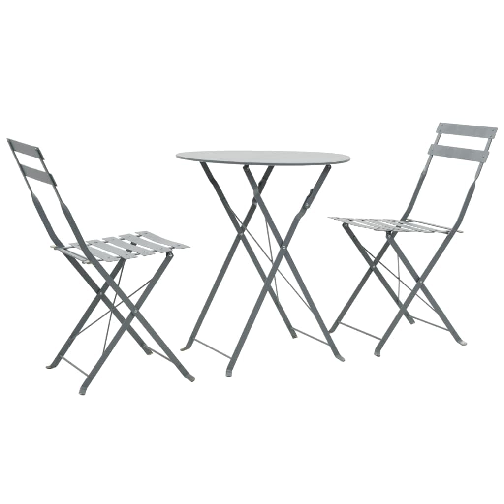 vidaXL Heim & Garten Bistro-Set Stahl Bistroset Grau klappbar