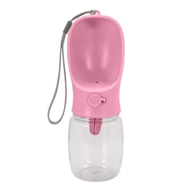 Intirilife Hunde Trinkflasche rosa 300 ml auslaufsicher Kunststoff