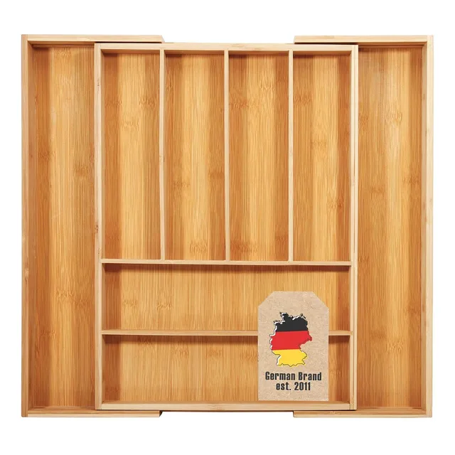 Intirilife Besteckkasten Bambus Ausziehbar 33-50 cm