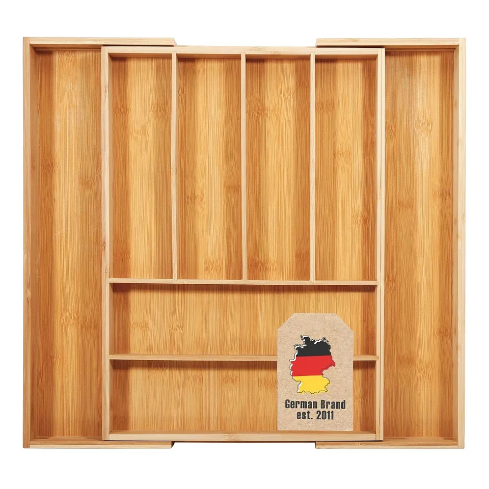 Intirilife Besteckkasten Bambus Ausziehbar 33-50 cm