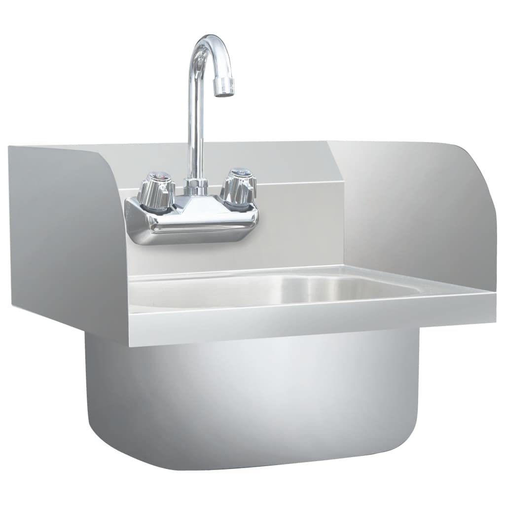 vidaXL Gastro Handwaschbecken Edelstahl 40x40cm mit Hahn