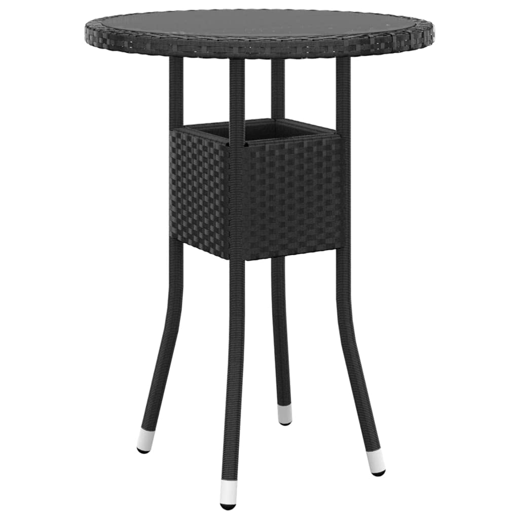 vidaXL Garten-Essgruppe 3-tlg Poly Rattan Schwarz Glas