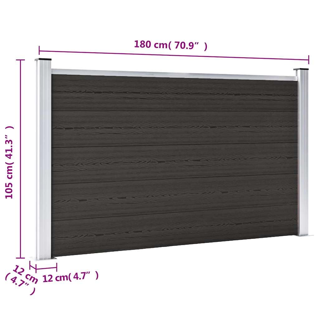 vidaXL Heim & Garten Zaunelement WPC 180x105cm Schwarz Sichtschutz