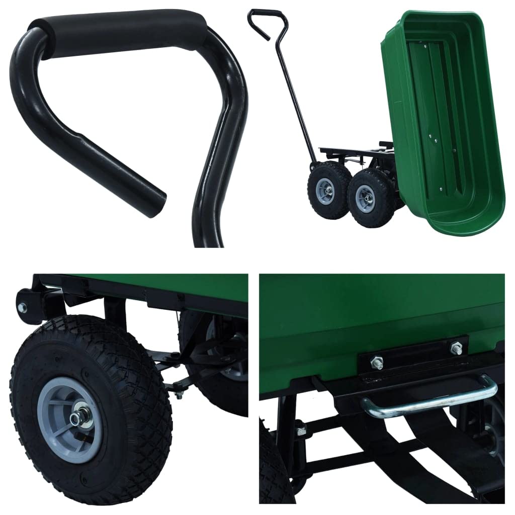 vidaXL Garten-Kippwagen 75 L Handwagen Grün 300 kg