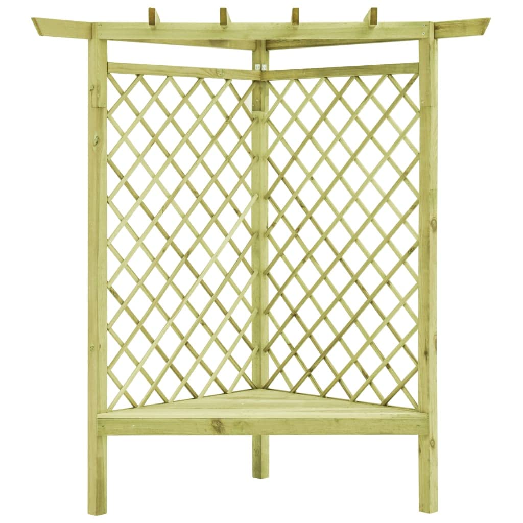 vidaXL Heim & Garten Eckpergola 130x130x197 Kiefer Bank