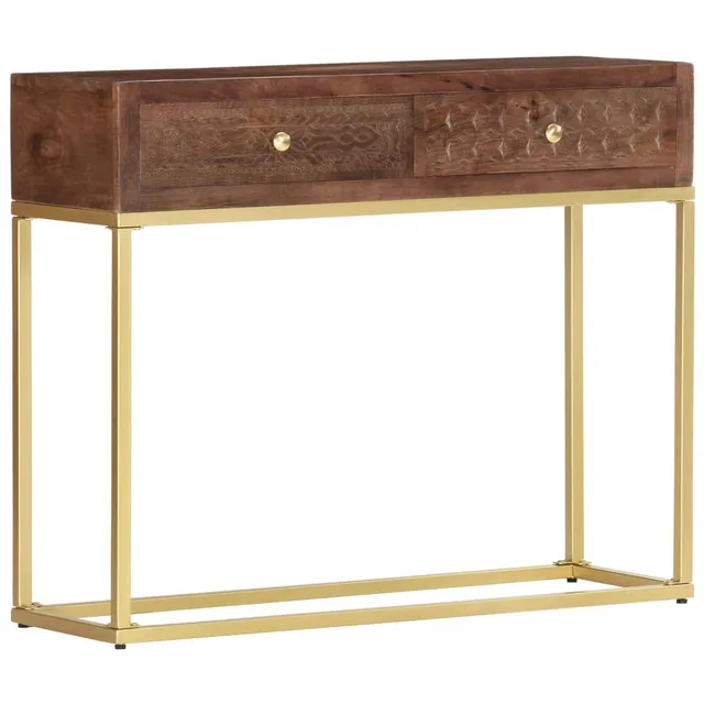 vidaXL Möbel Konsolentisch Mangoholz 90x30x75cm 2 Schubladen