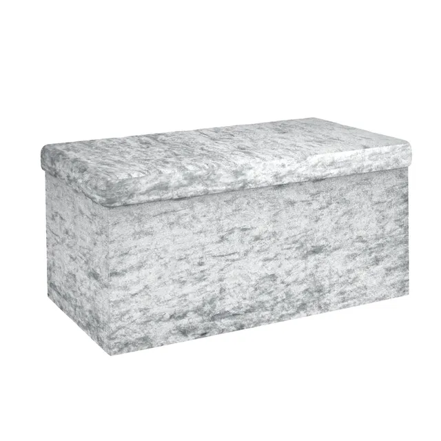 Intirilife Sitzbank Samt Blaugrau 76x38cm mit Stauraum