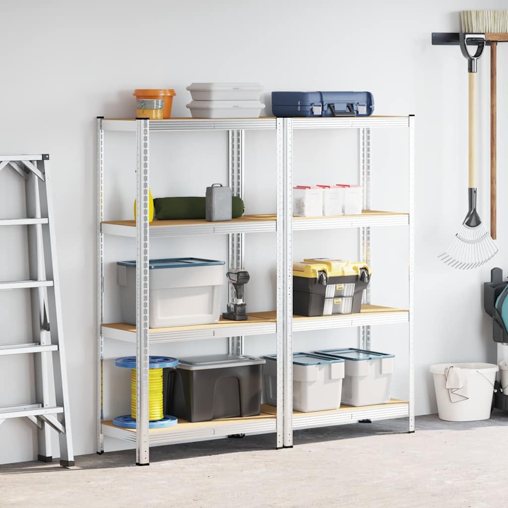 vidaXL Wirtschaft Lagerregale Silber Stahl 4 Böden 2 Stk. verstellbar