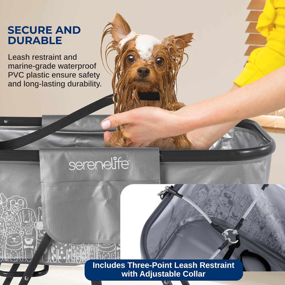 Serenelife Pet Hundebadewanne Grau PVC faltbar 59 kg
