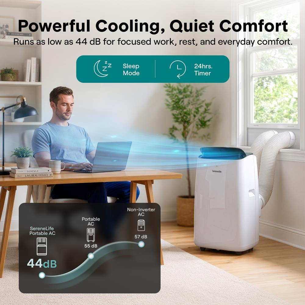 Serenelife Portable AC 12000 BTU Klimagerät Grau mit WLAN