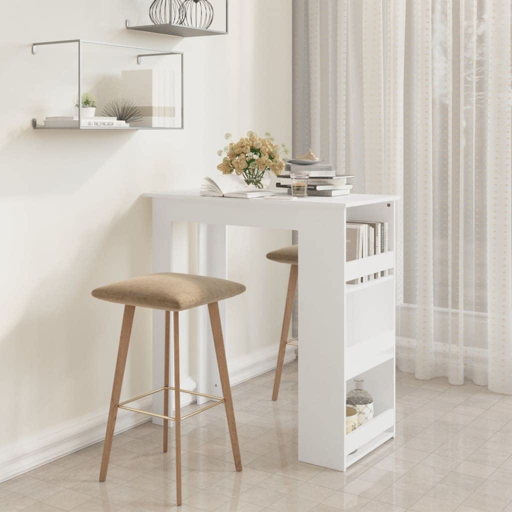vidaXL Bartisch Weiß 102x50x103,5cm Stehtisch mit Regal
