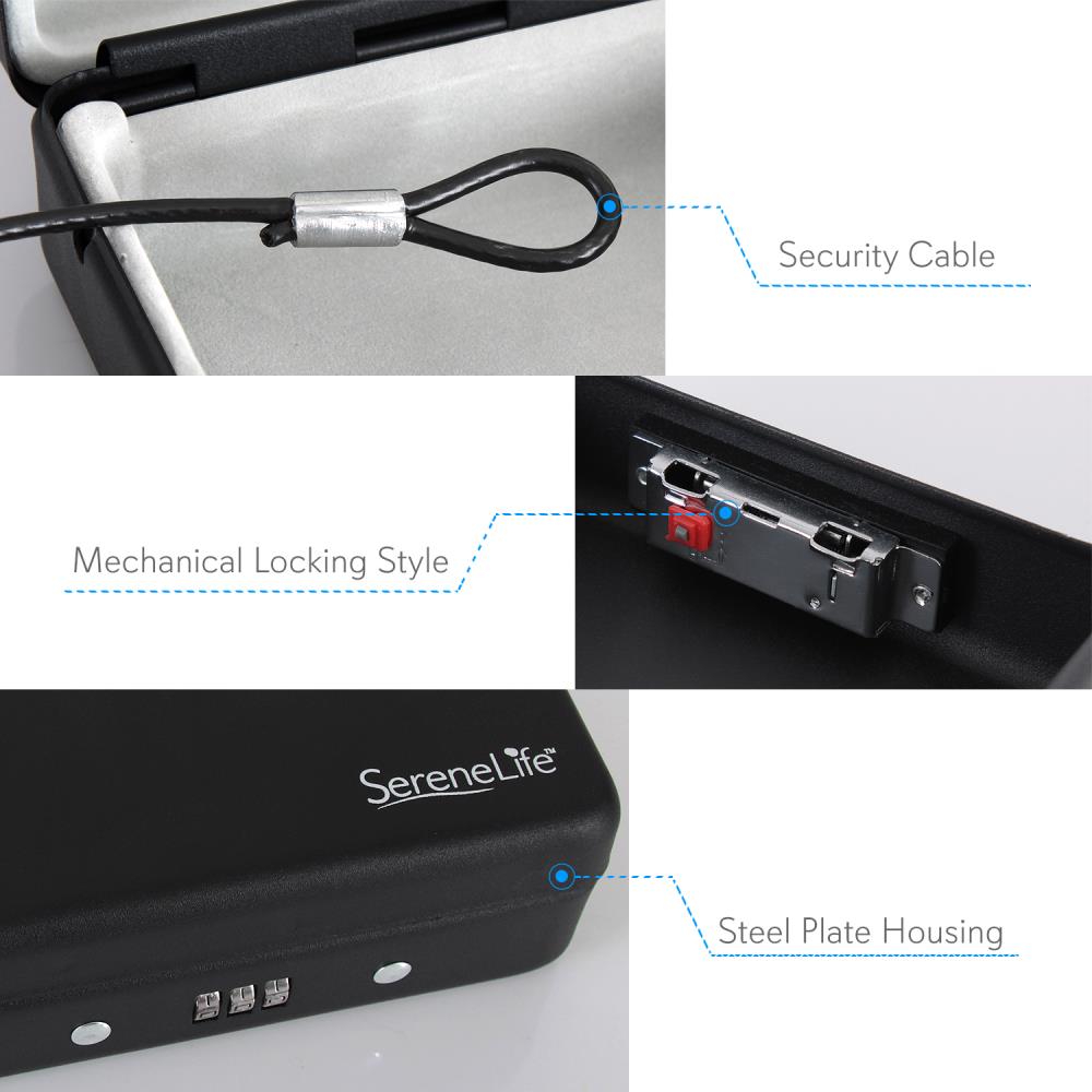 Serenelife Storage Pistolen Safe Stahl Zahlenschloss Kabel