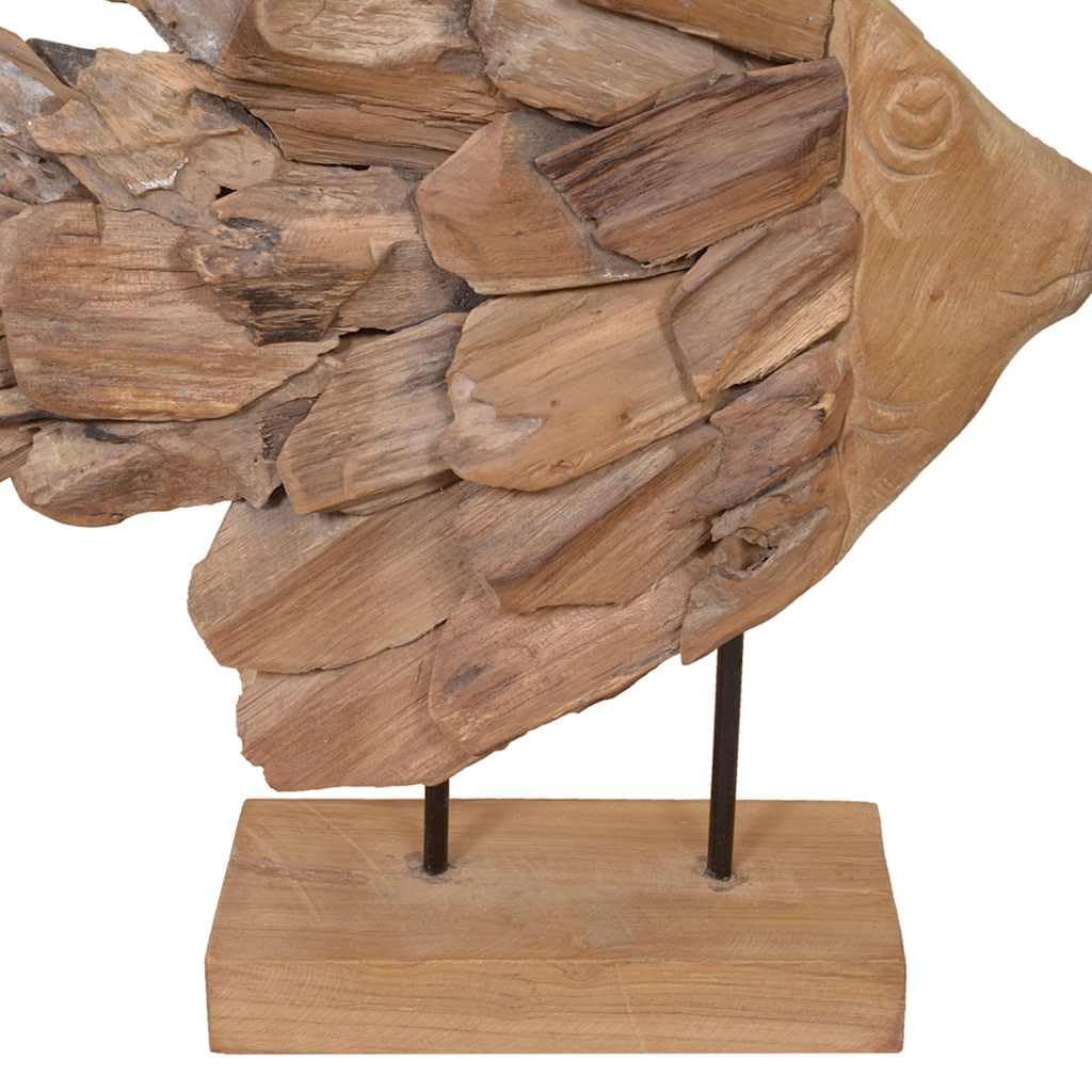 vidaXL Heim & Garten Fisch Skulptur Teak Figur 40x12x57cm