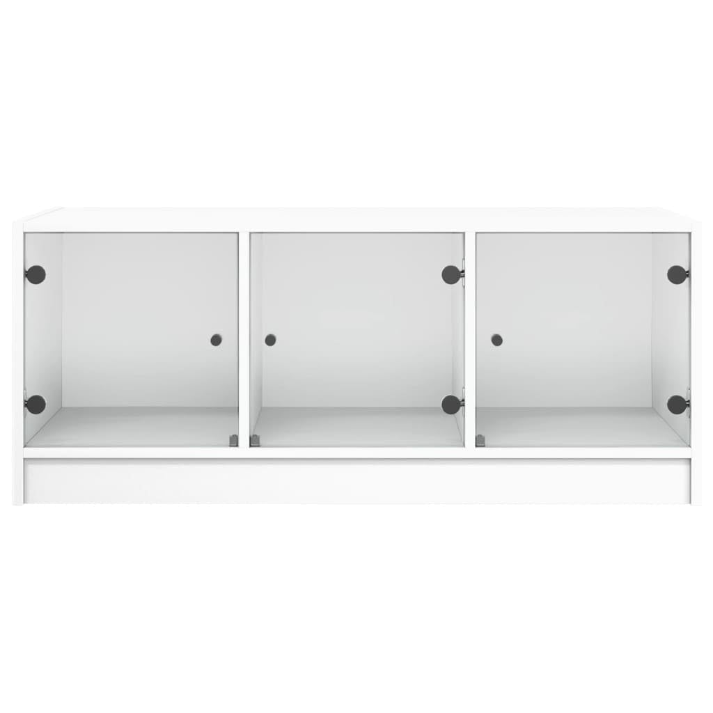vidaXL Couchtisch Glastüren Weiß 102x50x42 cm Tisch