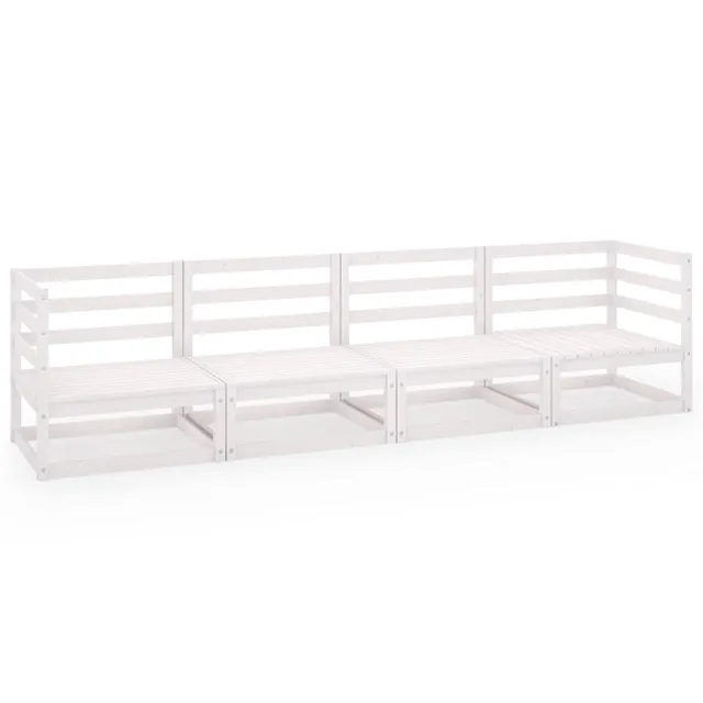 vidaXL Gartensofa 4-Sitzer Lounge Weiß Kiefer Massivholz