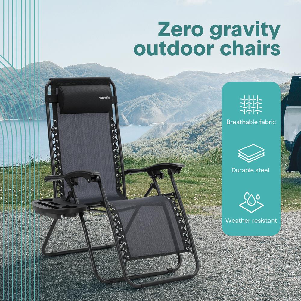 Serenelife Furniture Zero Gravity Liegestuhl 2er-Set Stahl