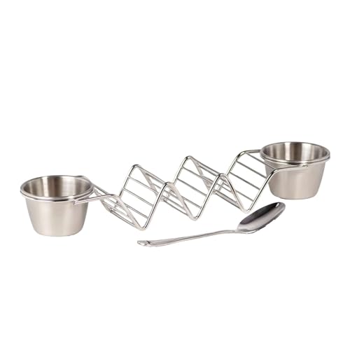 Intirilife Taco Halter Edelstahl für 3 Tacos mit Dipschalen